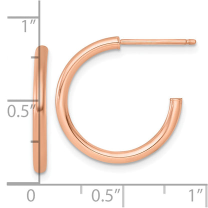 14k Rose Gold Polished 2.0 x 20mm Tube C-Hoop Post Earrings