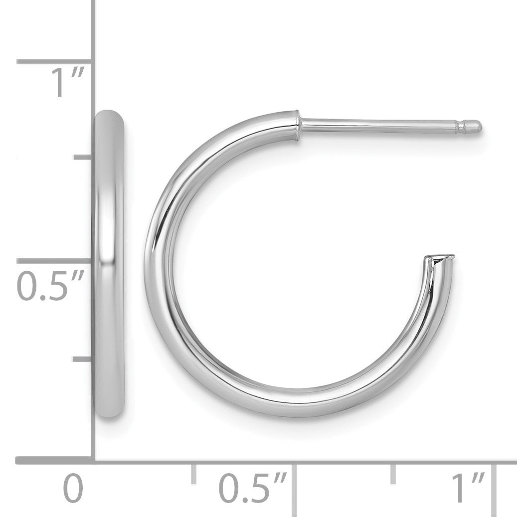 14k White Gold Polished 2.0 x 20mm Tube C-Hoop Post Earrings