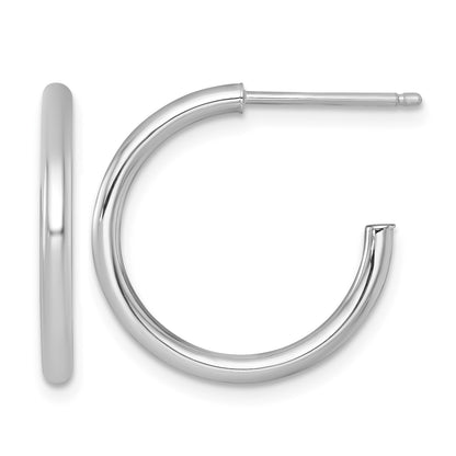 14k White Gold Polished 2.0 x 20mm Tube C-Hoop Post Earrings