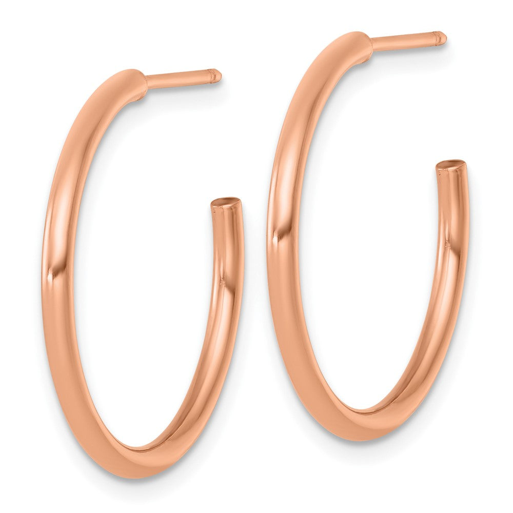 14k Rose Gold Polished 2.0 x 25mm Tube C-Hoop Post Earrings