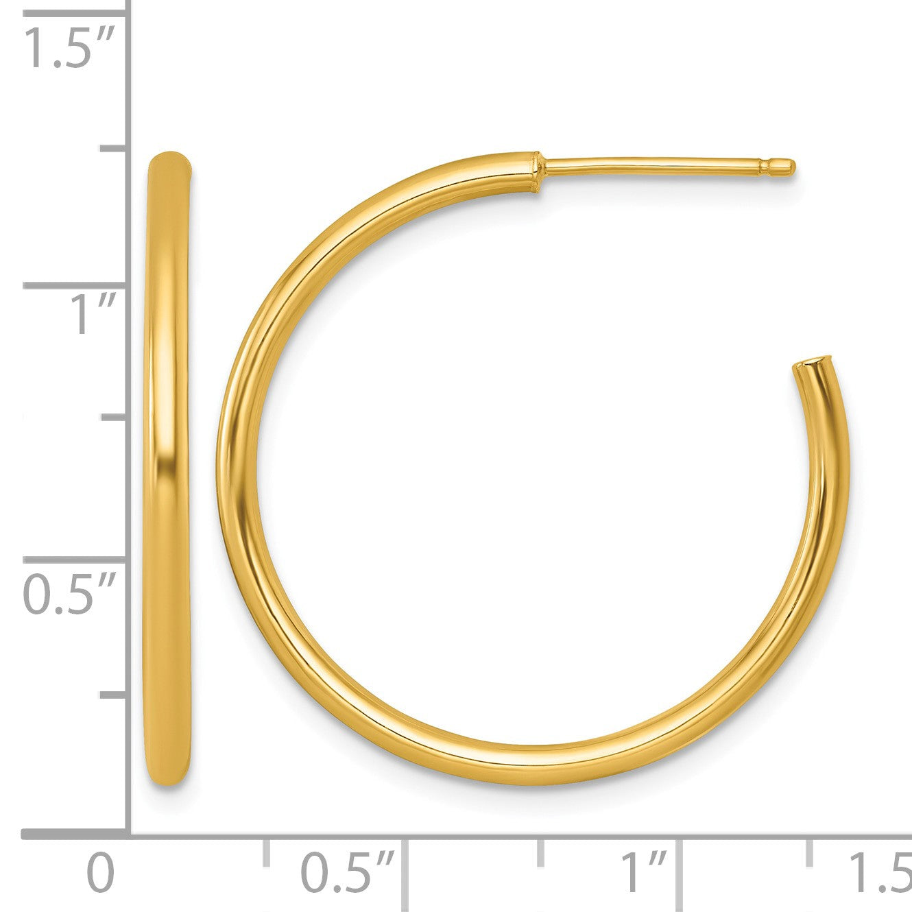14k Polished 2.0 x 30mm Tube C-Hoop Post Earrings