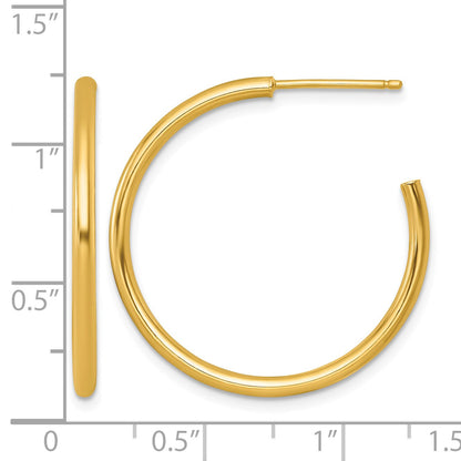 14k Polished 2.0 x 30mm Tube C-Hoop Post Earrings