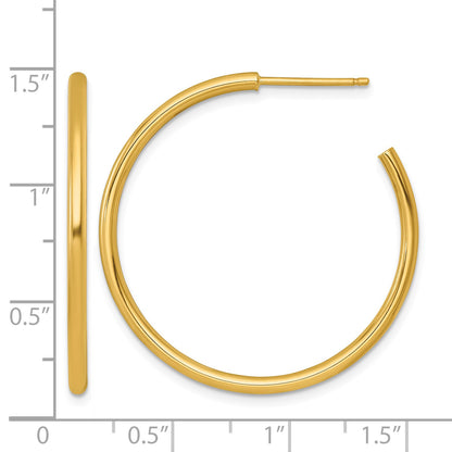 14k Polished 2.0 x 35mm Tube C-Hoop Post Earrings