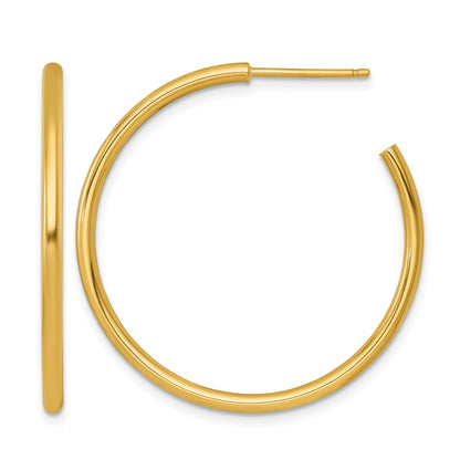 14k Polished 2.0 x 35mm Tube C-Hoop Post Earrings