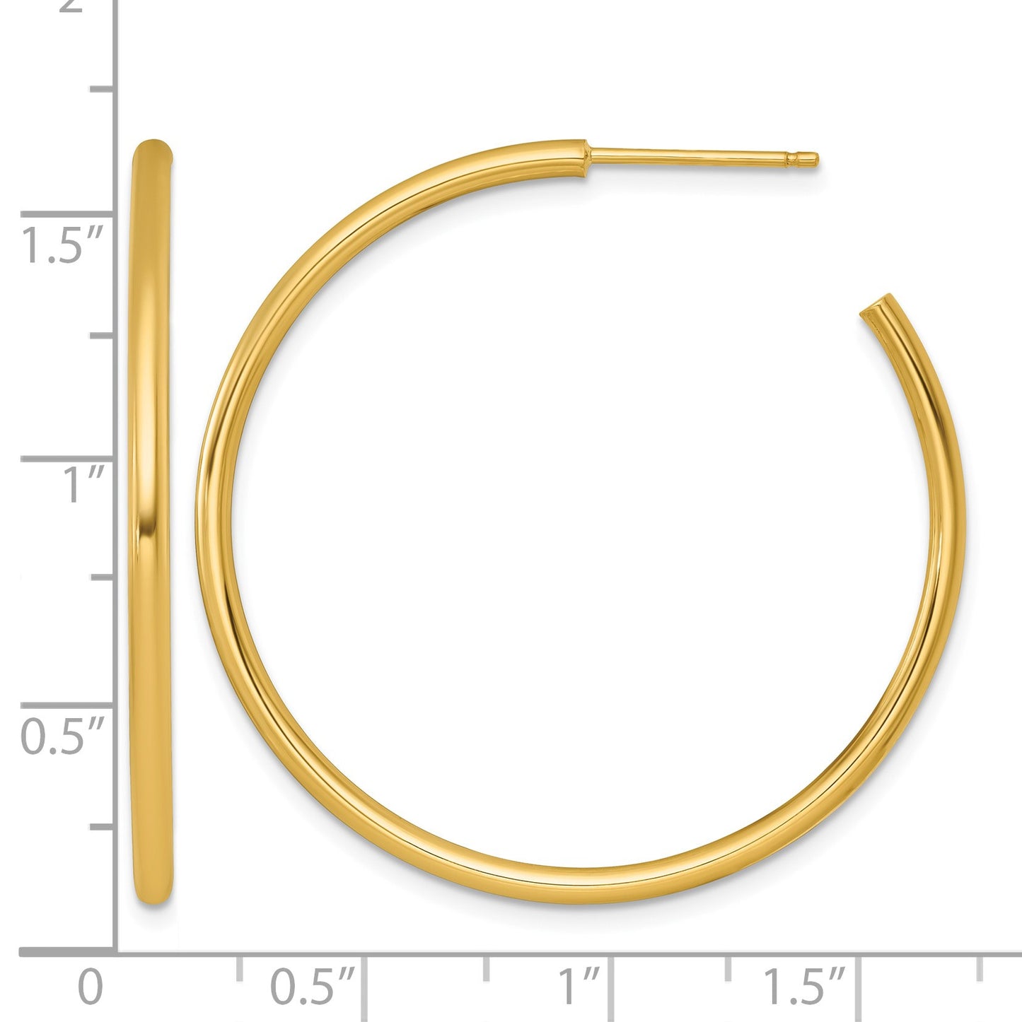 14k Polished 2.0 x 40mm Tube C-Hoop Post Earrings
