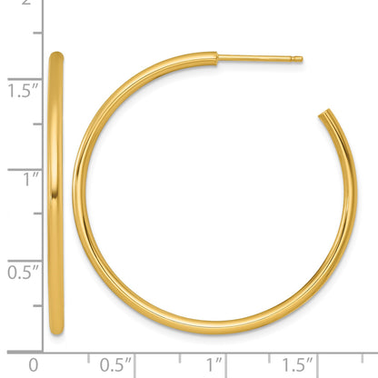 14k Polished 2.0 x 40mm Tube C-Hoop Post Earrings