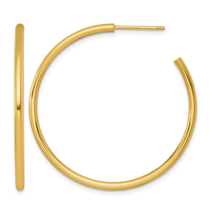 14k Polished 2.0 x 40mm Tube C-Hoop Post Earrings