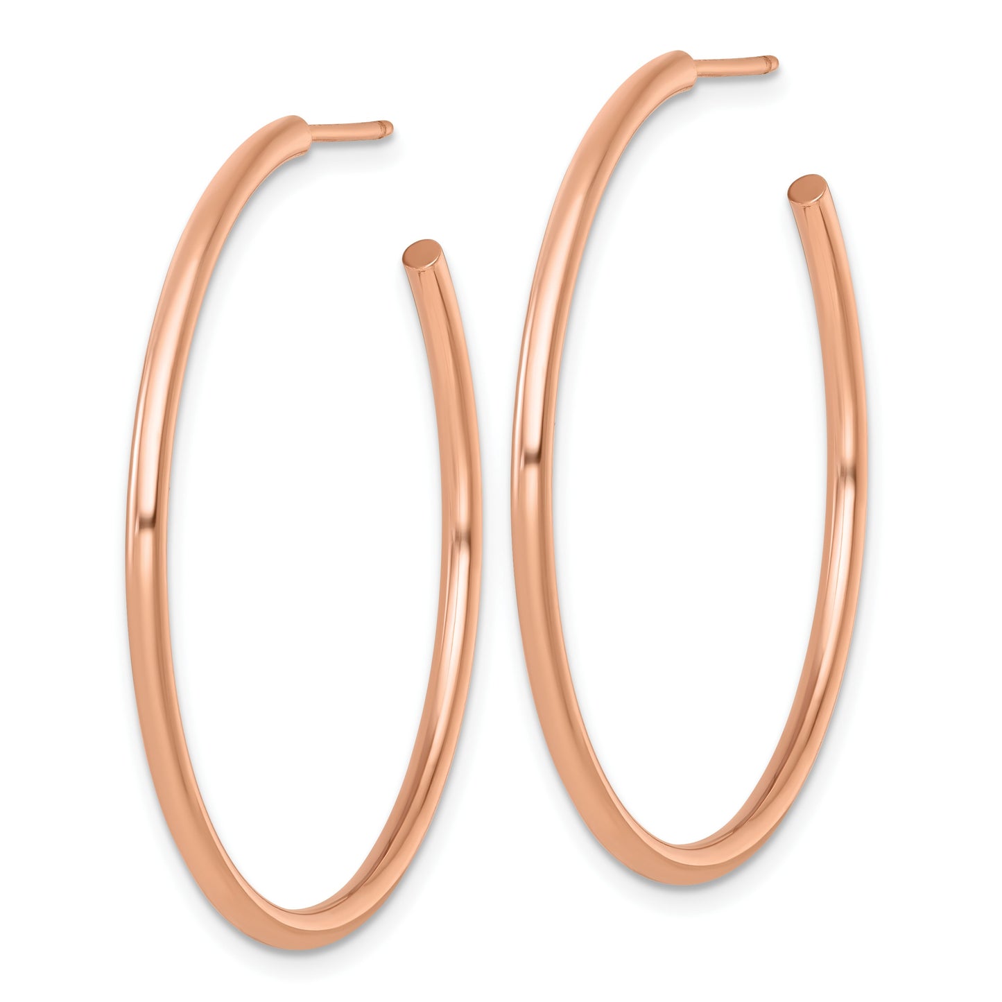 14k Rose Gold Polished 2.0 x 40mm Tube C-Hoop Post Earrings