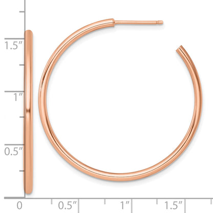 14k Rose Gold Polished 2.0 x 40mm Tube C-Hoop Post Earrings