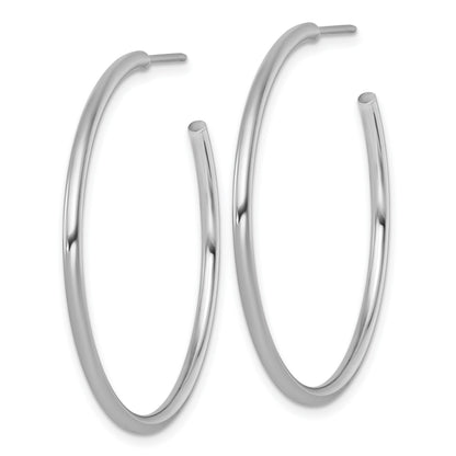 14k White Gold Polished 2.0 x 40mm Tube C-Hoop Post Earrings