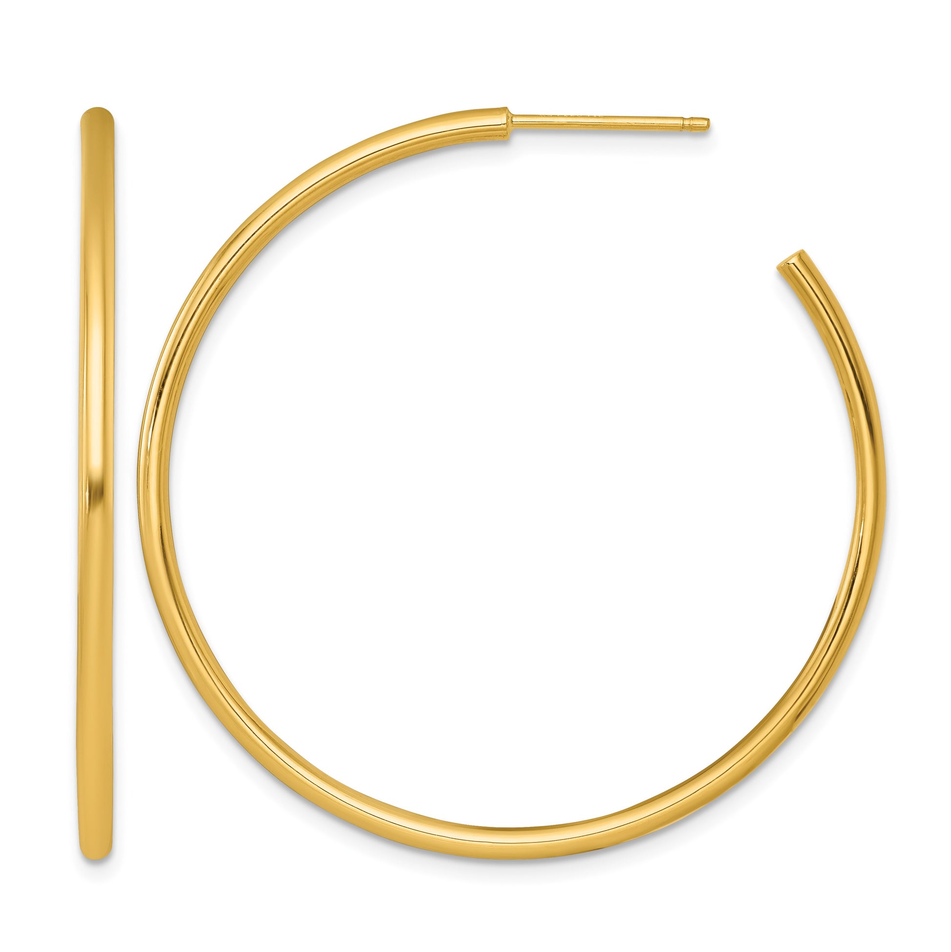 14k Polished 2.0 x 45mm Tube C-Hoop Post Earrings