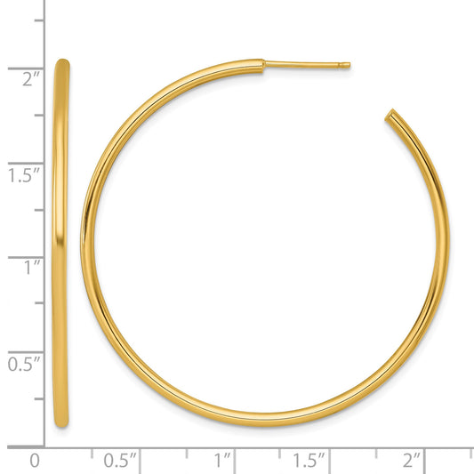 14k Polished 2.0 x 50mm Tube C-Hoop Post Earrings