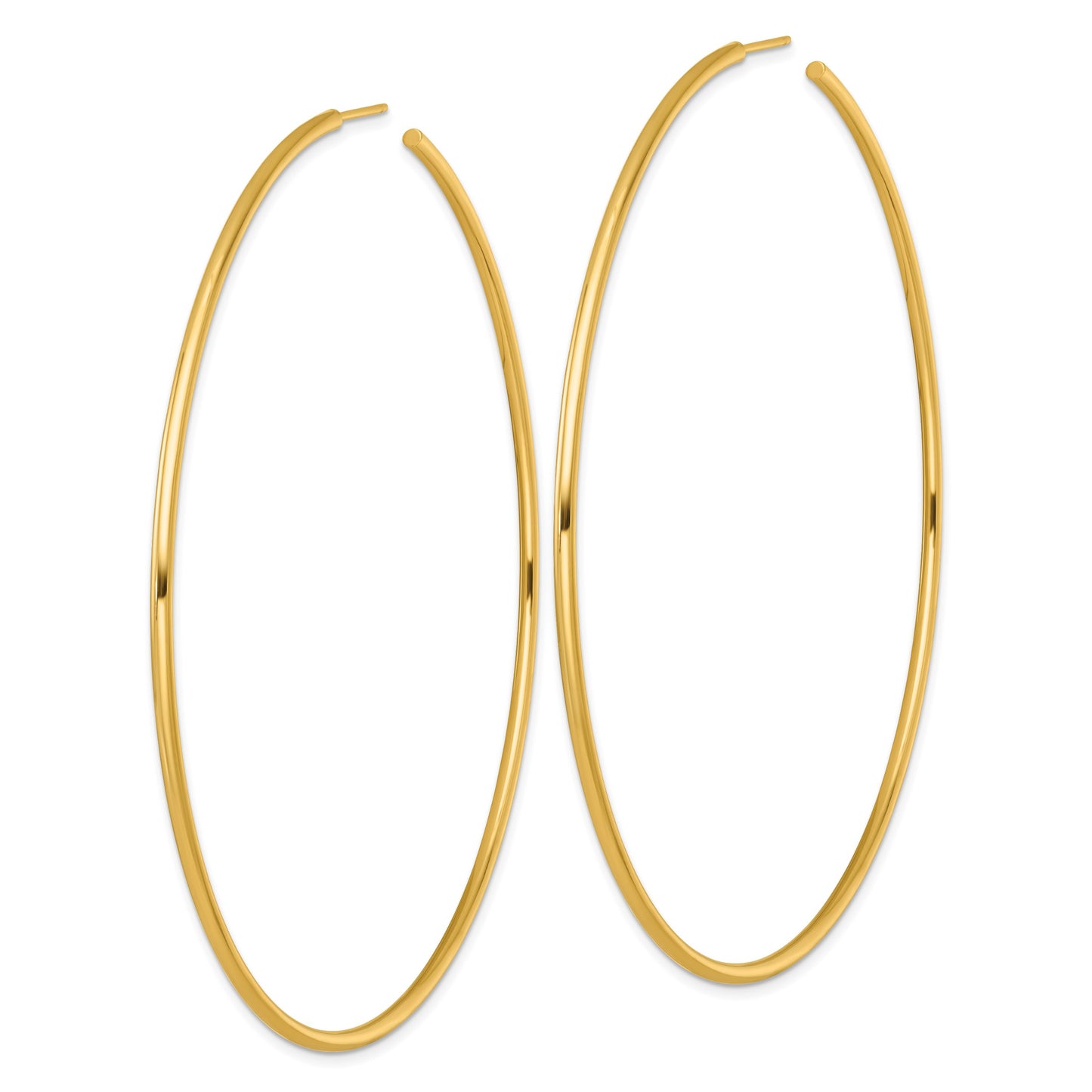 14k Polished 2.0 x 90mm Tube C-Hoop Post Earrings