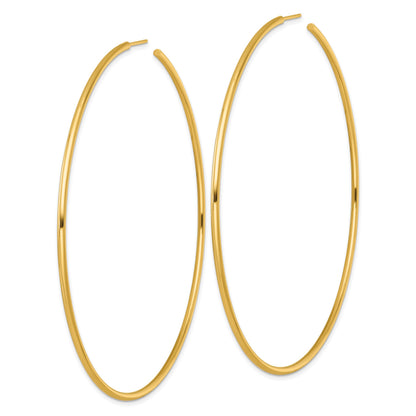 14k Polished 2.0 x 90mm Tube C-Hoop Post Earrings