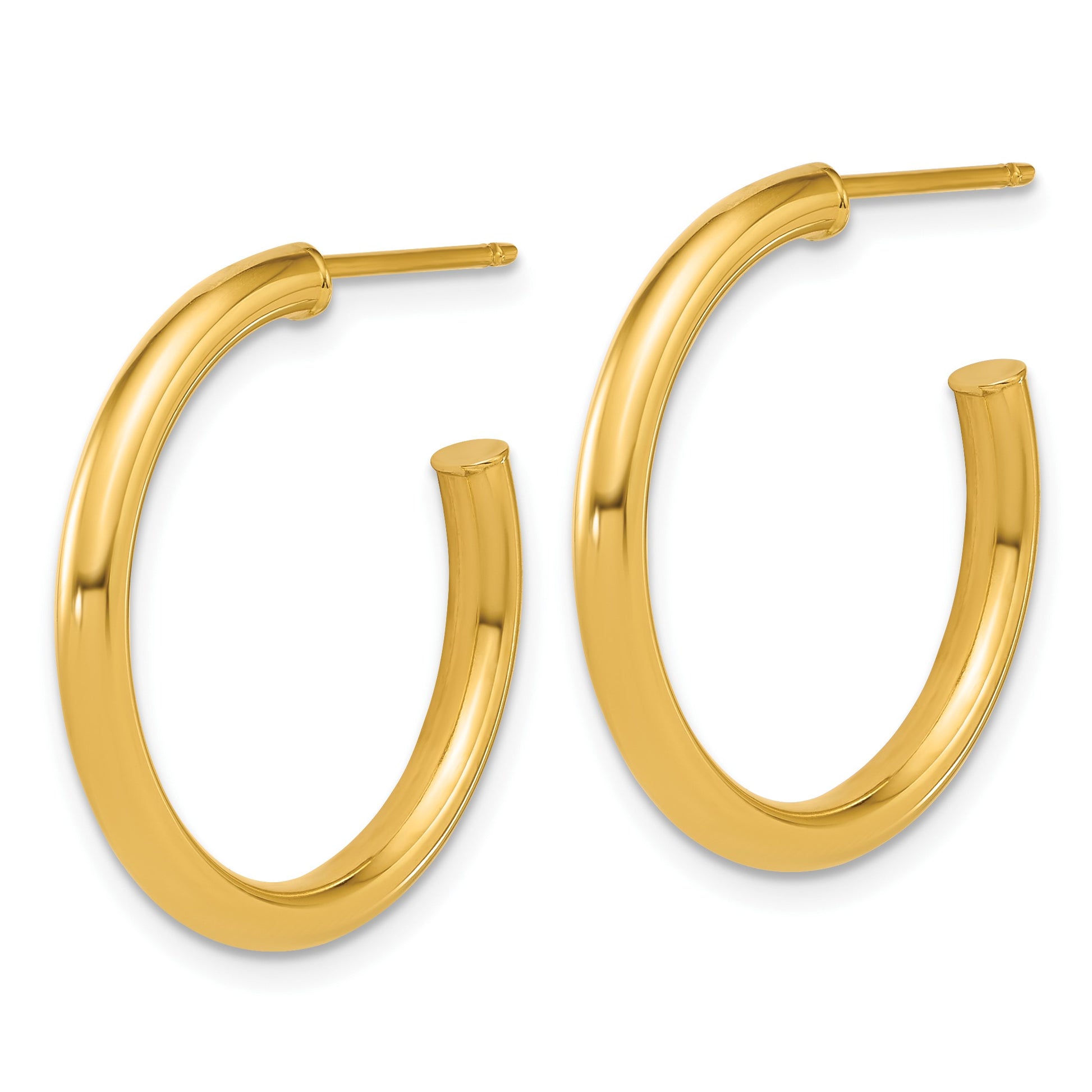 14k Polished 2.5 x 25mm Tube C-Hoop Post Earrings