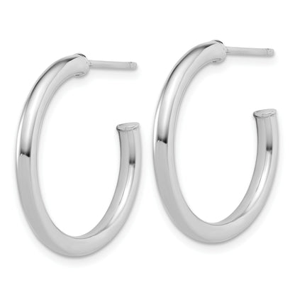 14k White Gold Polished 2.5 x 25mm Tube C-Hoop Post Earrings
