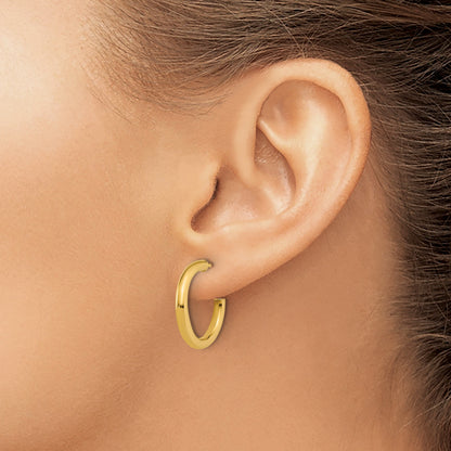 14k Polished 2.5 x 20mm Tube C-Hoop Post Earrings