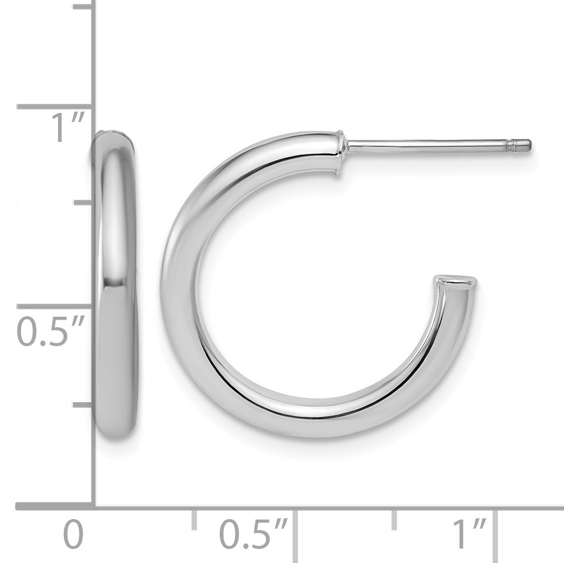 14k White Gold Polished 2.5 x 20mm Tube C-Hoop Post Earrings