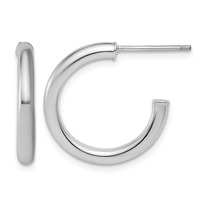 14k White Gold Polished 2.5 x 20mm Tube C-Hoop Post Earrings