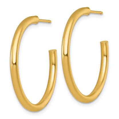 14k Polished 2.5 x 30mm Tube C-Hoop Post Earrings