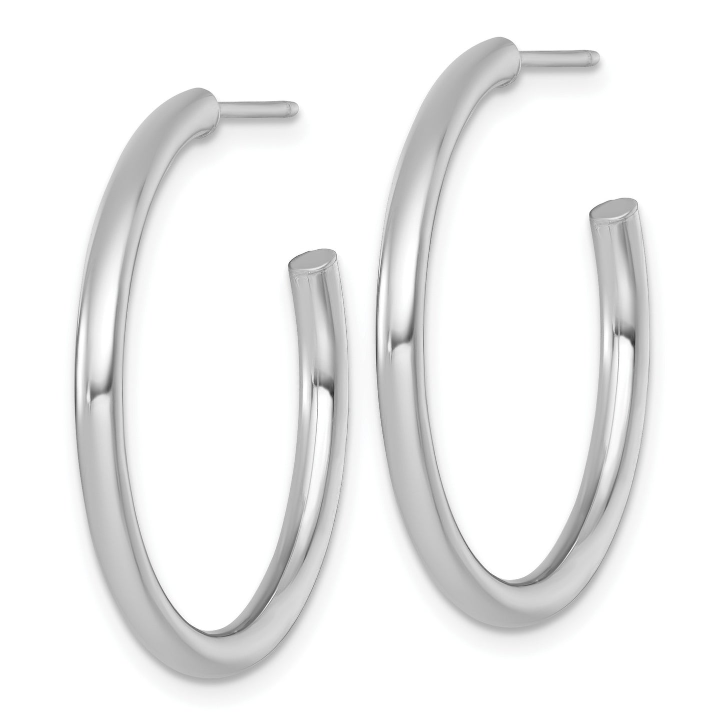 14k White Gold Polished 2.5 x 30mm Tube C-Hoop Post Earrings