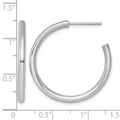 14k White Gold Polished 2.5 x 30mm Tube C-Hoop Post Earrings