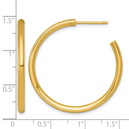 14k Polished 2.5 x 35mm Tube C-Hoop Post Earrings