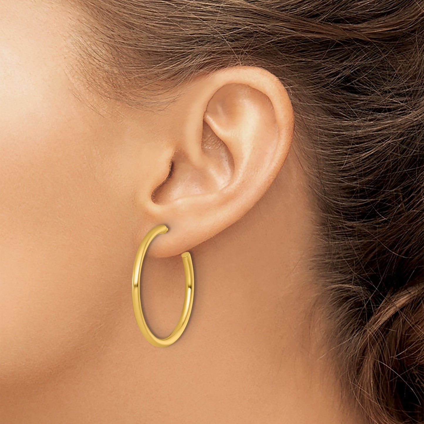 14k Polished 2.5 x 35mm Tube C-Hoop Post Earrings