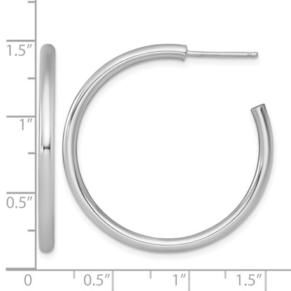 14k White Gold Polished 2.5 x 35mm Tube C-Hoop Post Earrings