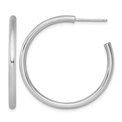 14k White Gold Polished 2.5 x 35mm Tube C-Hoop Post Earrings