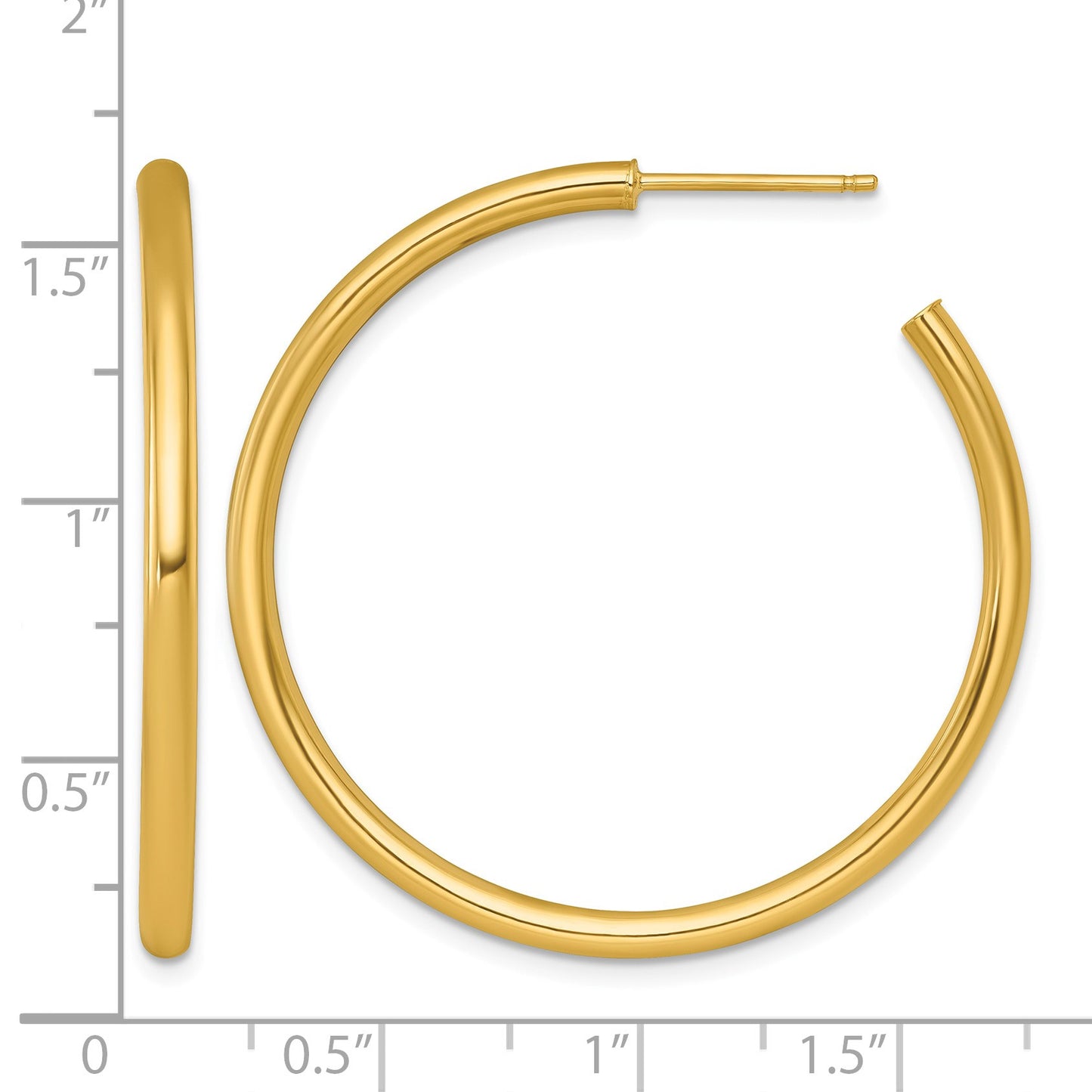 14k Polished 2.5 x 40mm Tube C-Hoop Post Earrings