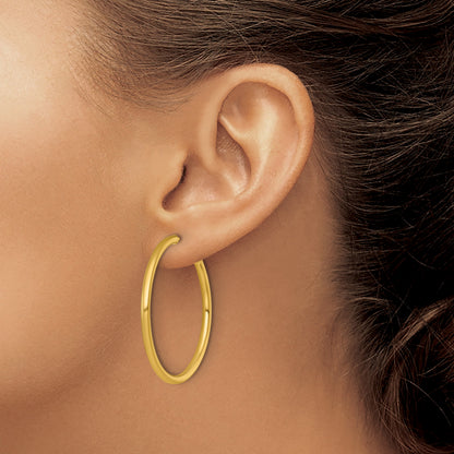 14k Polished 2.5 x 40mm Tube C-Hoop Post Earrings
