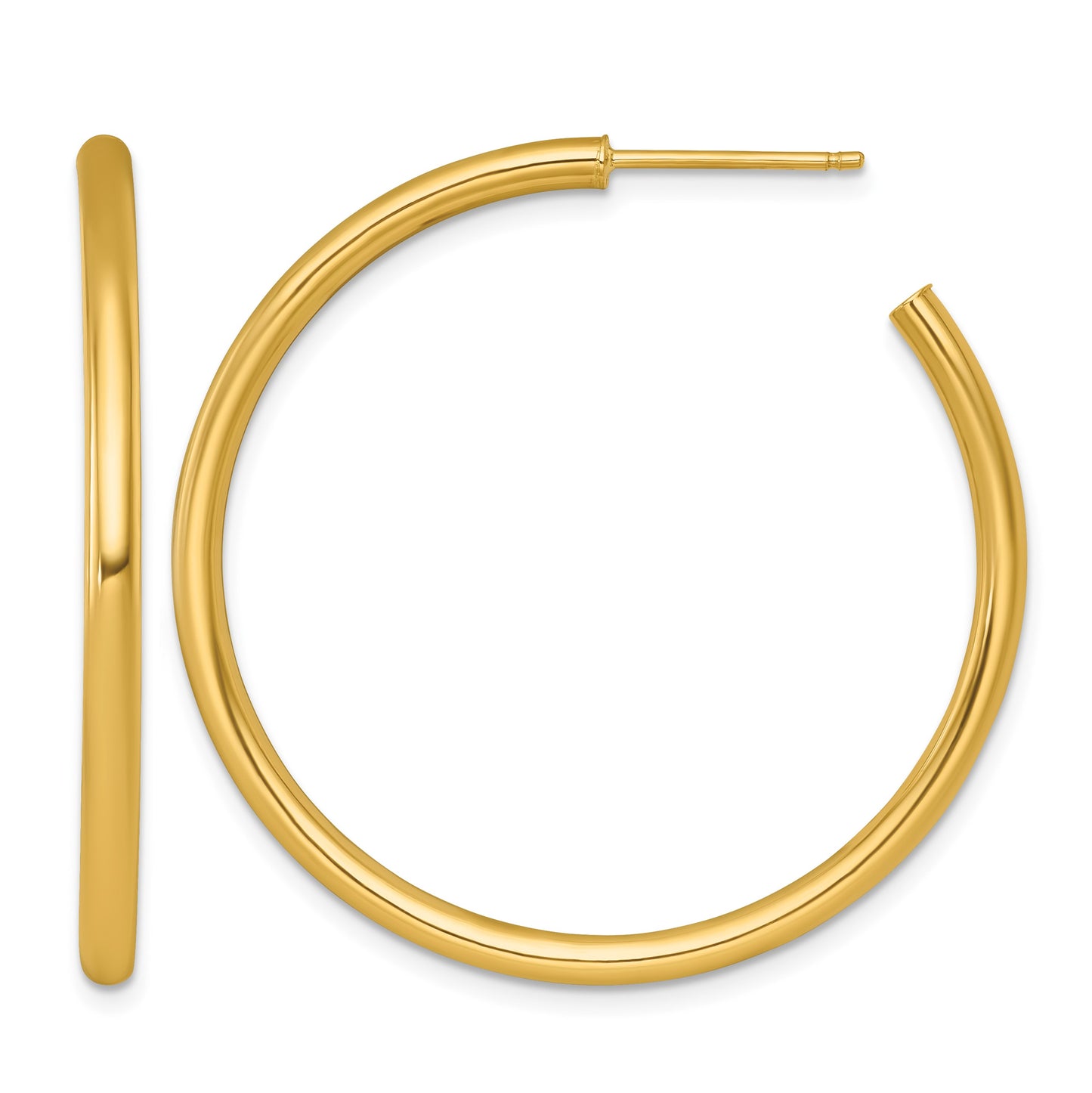 14k Polished 2.5 x 40mm Tube C-Hoop Post Earrings