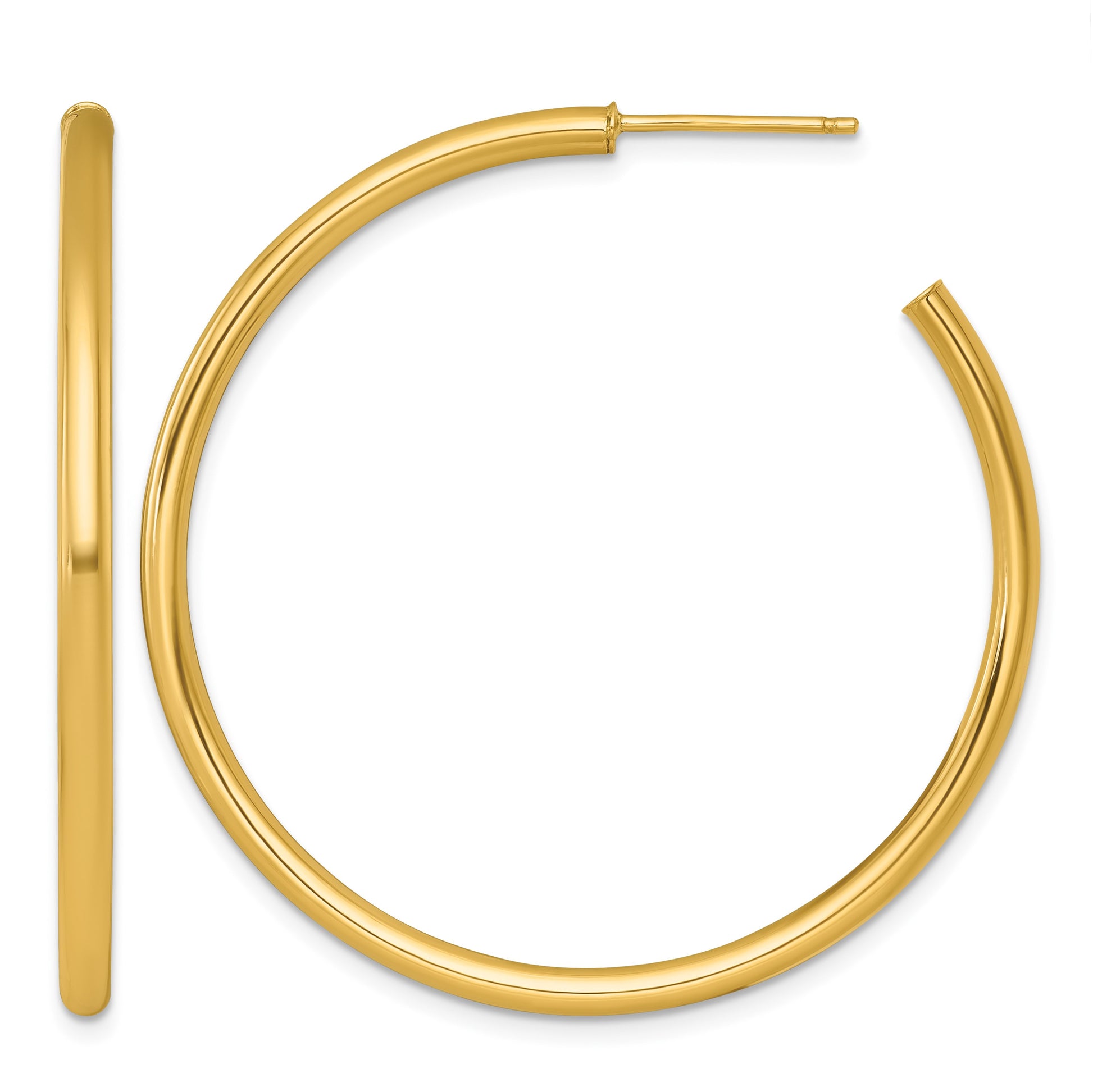 14k Polished 2.5 x 45mm Tube C-Hoop Post Earrings