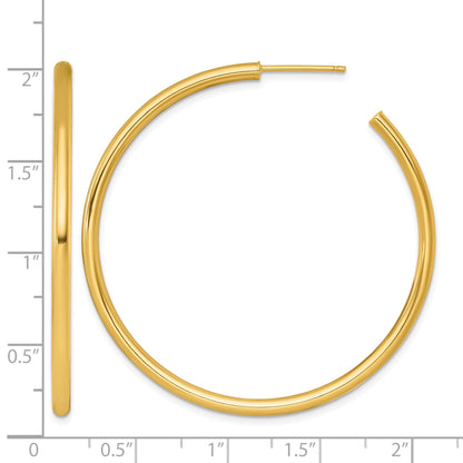14k Polished 2.5 x 50mm Tube C-Hoop Post Earrings