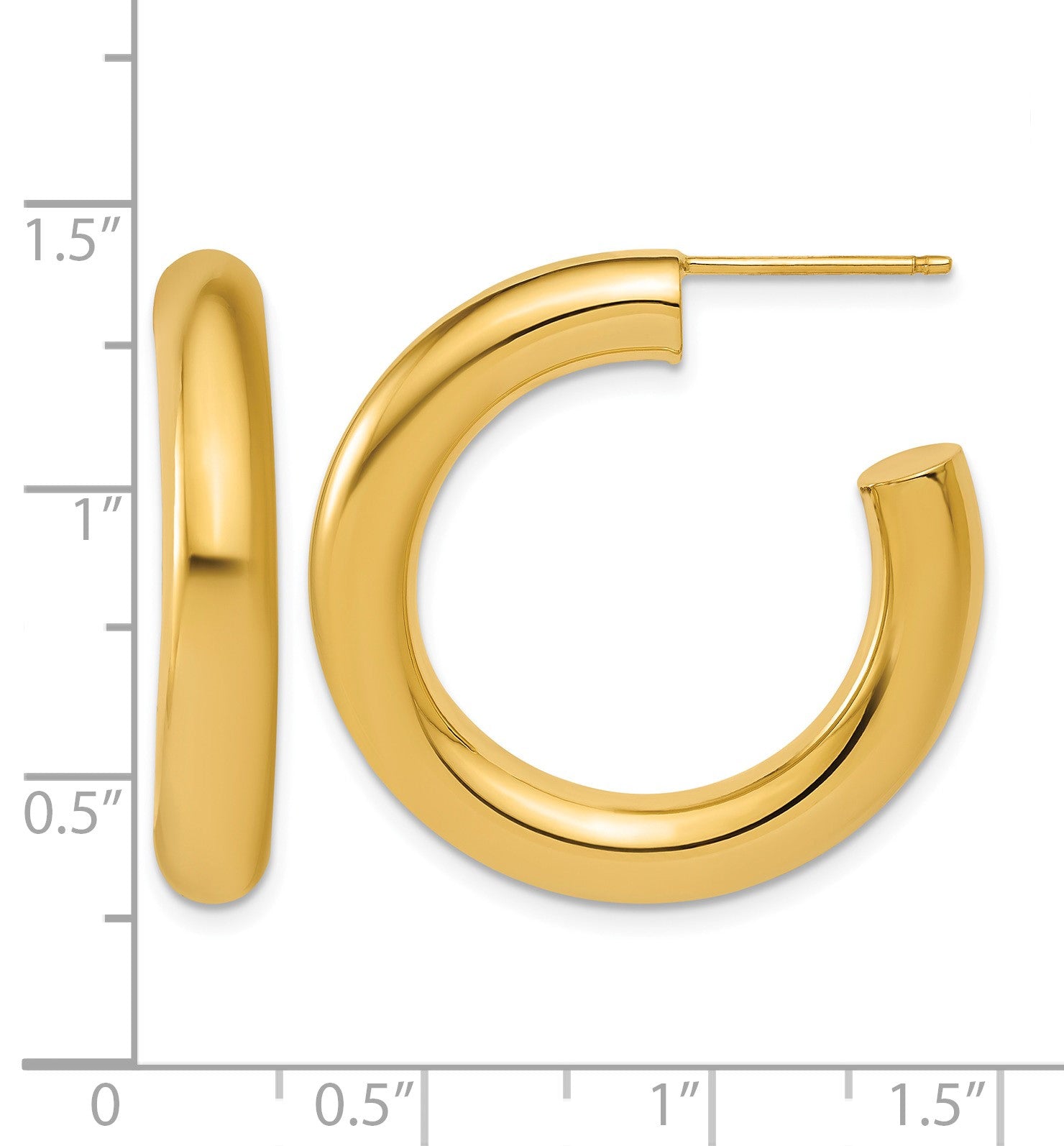 14k Polished 5.0 x 30mm Tube C-Hoop Post Earrings