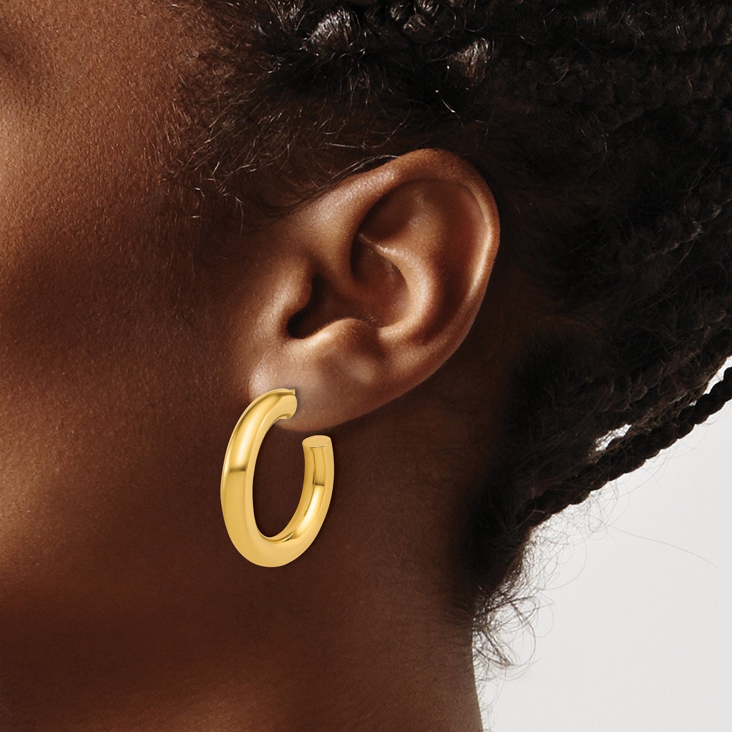14k Polished 5.0 x 30mm Tube C-Hoop Post Earrings