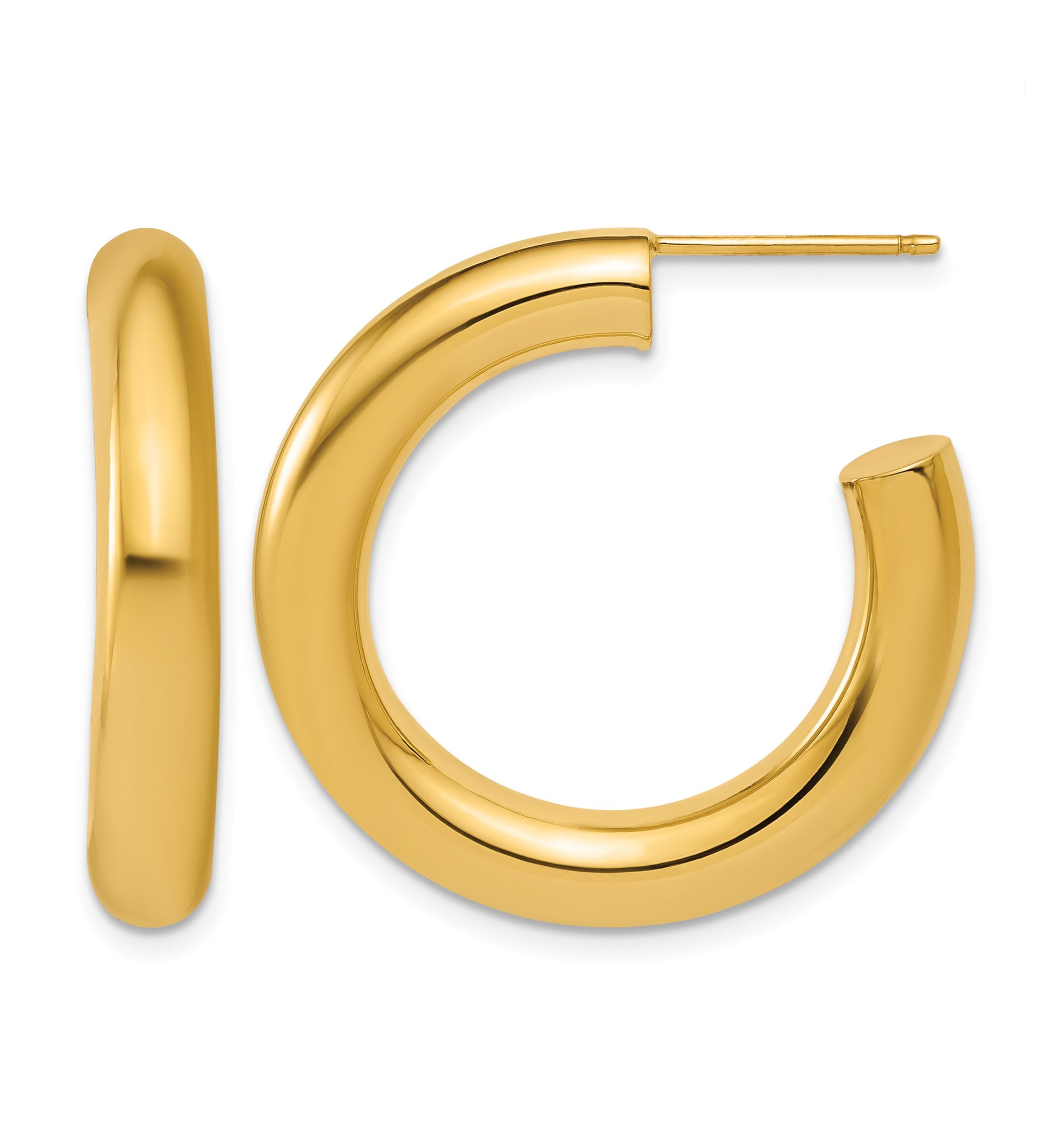 14k Polished 5.0 x 30mm Tube C-Hoop Post Earrings