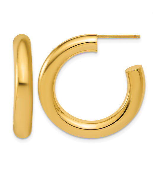 14k Polished 5.0 x 30mm Tube C-Hoop Post Earrings