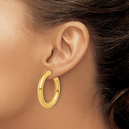 14k Polished 5.0 x 35mm Tube C-Hoop Post Earrings