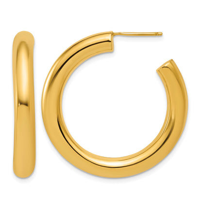 14k Polished 5.0 x 35mm Tube C-Hoop Post Earrings