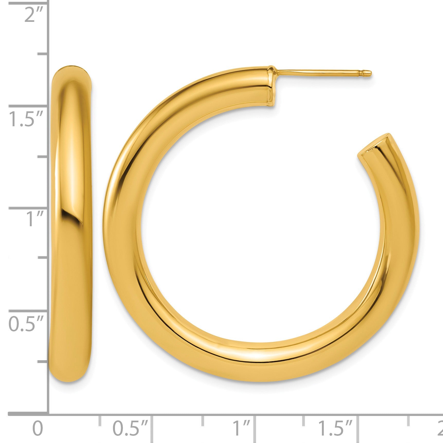 14k Polished 5.0 x 40mm Tube C-Hoop Post Earrings