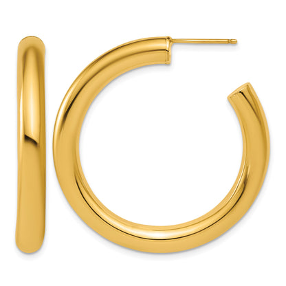 14k Polished 5.0 x 40mm Tube C-Hoop Post Earrings