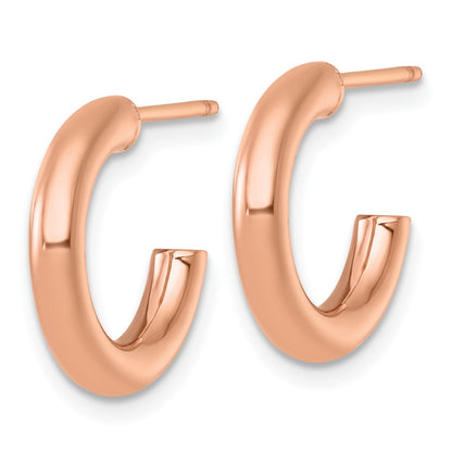 14k Rose Gold Polished 3.0 x 16mm Tube C-Hoop Post Earrings