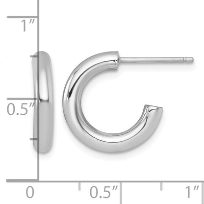 14k White Gold Polished 3.0 x 16mm Tube C-Hoop Post Earrings