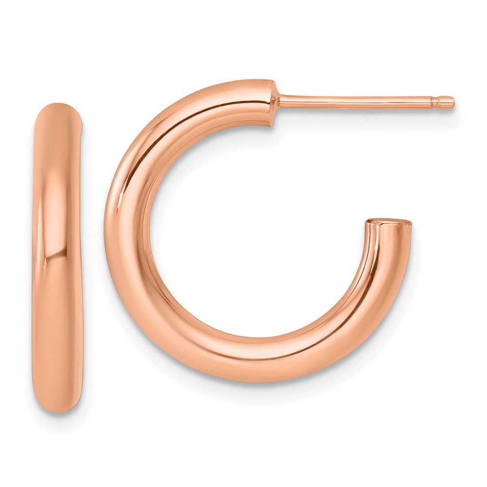 14k Rose Gold Polished 3.0 x 20mm Tube C-Hoop Post Earrings