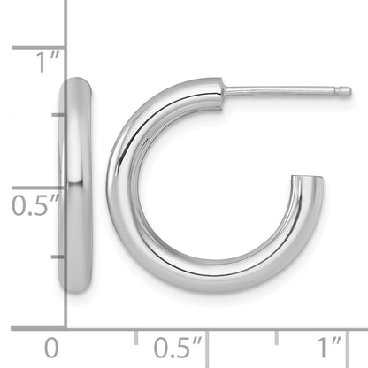 14k White Gold Polished 3.0 x 20mm Tube C-Hoop Post Earrings