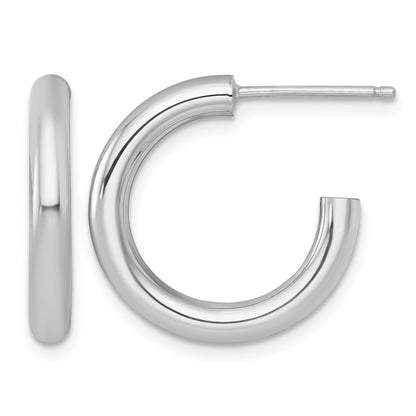 14k White Gold Polished 3.0 x 20mm Tube C-Hoop Post Earrings