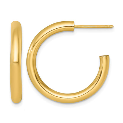 14k Polished 3.0 x 25mm Tube C-Hoop Post Earrings