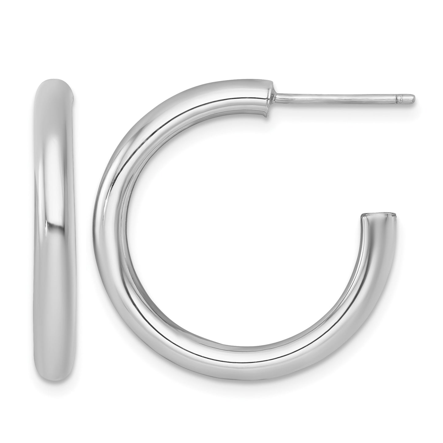 14k Polished 3.0 x 25mm Tube C-Hoop Post Earrings